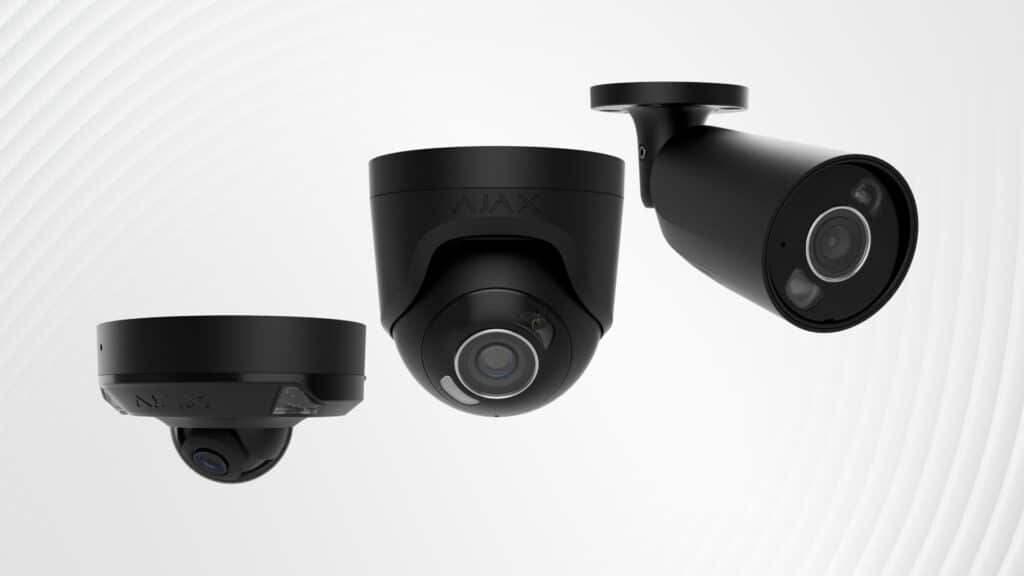 Ajax CCTV camera range including dome, turret and bullet models.