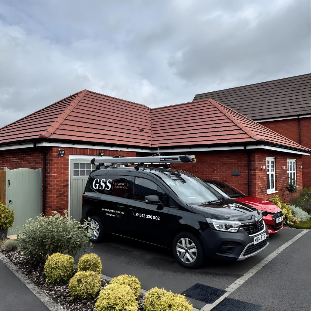 GSS Security van parked outside a residential property during a CCTV installation